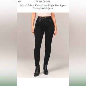 COPY - A&F Mixed Fabric Curve Love High Rise Super Skinny Ankle Jean